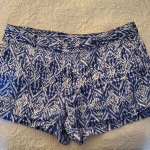 Cynthia‎ Rowley Linen Shorts Womens 10 Blue White Boho Festival Beach Casual